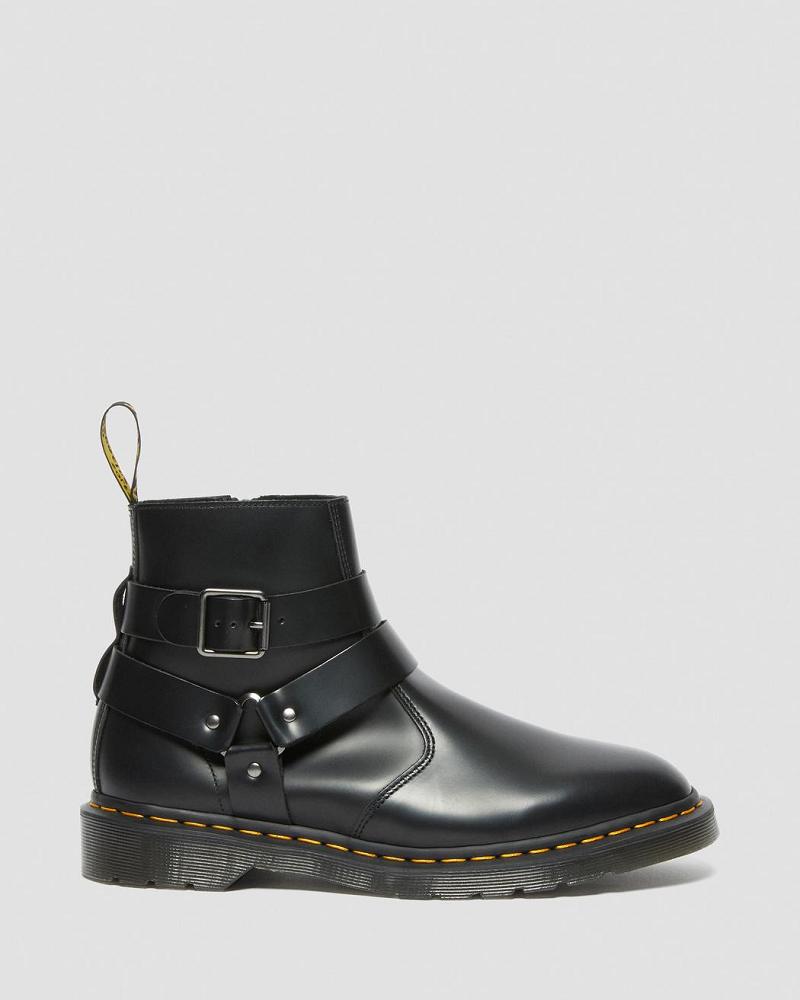 Black Men's Dr Martens Jaimes Leather Harness Ankle Boots | CA 444AHK